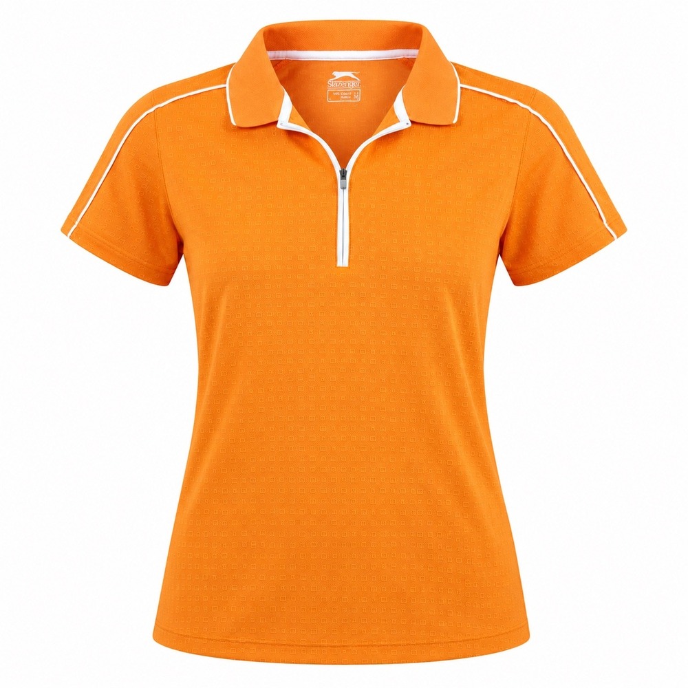 Slazenger Orange Quarter Zip golf Polo Shirt womens XL Short Sleeve athletic
